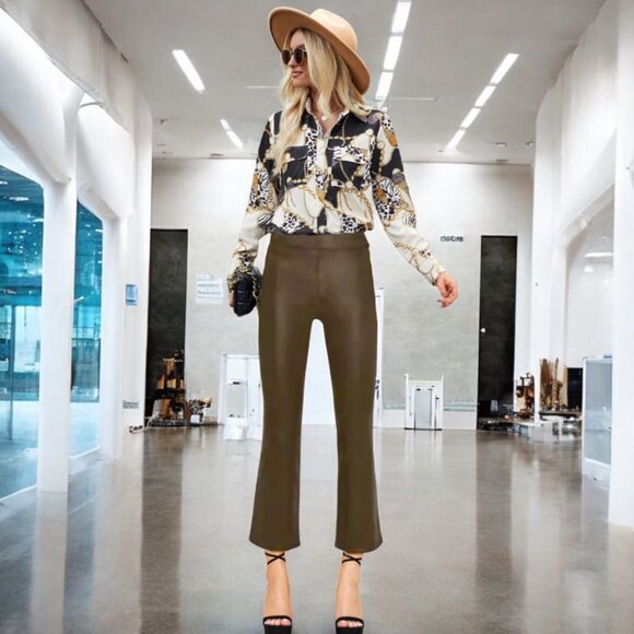 FRAME Le Crop Coated Jetset Espresso-Brown Women's Mini Bootcut Pants Jeans NEW - Picture 7 of 7